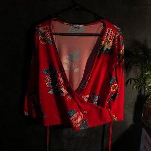 Plus size Wrap tie Crop Top